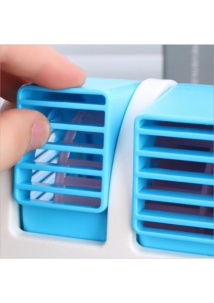 Mini USB Küçük Fan Soğutma Taşınabilir Masaüstü Çift Kanatsız Klima-Mavi (Yurt Dışından)