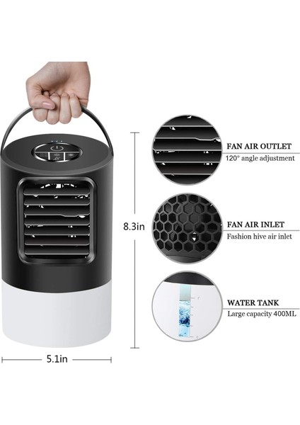 Taşınabilir Klima Fanı, Kişisel Mini Evaporatif Soğutucu 7 Renk LED Işıklar, Ev Için Süper Sessiz, Ofis Bize Tak (Yurt Dışından) fırsatları