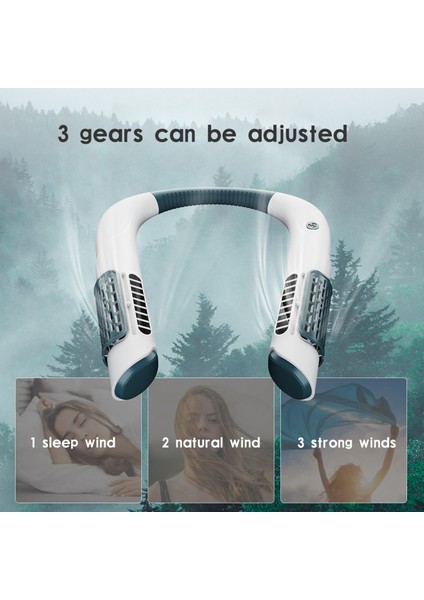 Mini Boyun Fanı Taşınabilir Bladeless USB Spor Hayranları Ev Dış Mekan Giyilebilir Asılı Klima Soğutucu - Yeşil (Yurt Dışından) modelleri