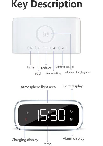 Çok Fonksiyonlu Kablosuz Şarj Cihazı 15W Telefon LED Masaüstü Saati Şarj Takvimi Telefon Için Kablosuz Şarj Aletleri (Yurt Dışından) fiyatları