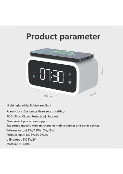 Çok Fonksiyonlu Kablosuz Şarj Cihazı 15W Telefon LED Masaüstü Saati Şarj Takvimi Telefon Için Kablosuz Şarj Aletleri (Yurt Dışından) fırsatları