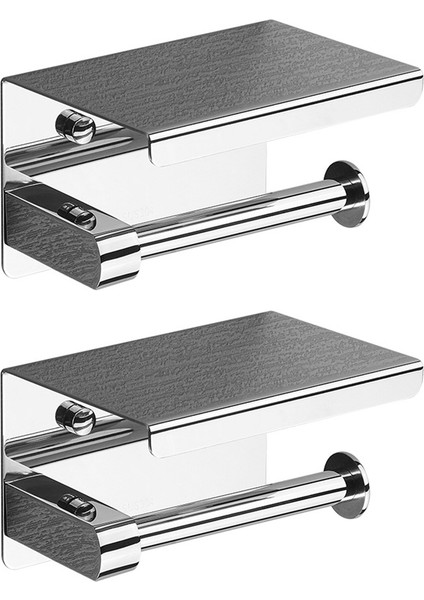 2x Sus 304 Paslanmaz Çelik Tuvalet Kağıdı Tutucusu Telefon Raflı, Banyo Doku Tutucu Tuvalet Kağıdı Rulo Tutucu (Yurt Dışından)