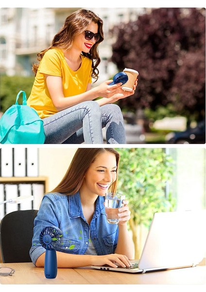 2'li Paket El Fanı Şarj Edilebilir Mini Fan, Ev, Ofis, Seyahat Için 3 Hıza Sahip Taşınabilir El Kişisel (Yurt Dışından)