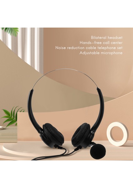 VH500D Rj9 Çift Taraflı Kulaklık Eller Serbest Çağrı Merkezi Gürültü Önleyici Kablolu Ayarlanabilir Mikrofonlu Telefon Seti ile Uyumlu (Yurt Dışından)