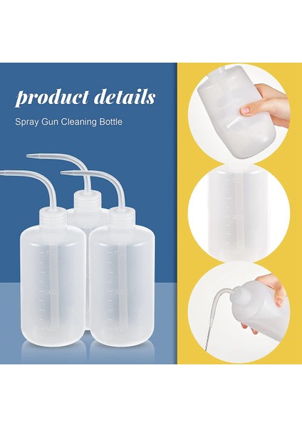 24 Parça Temizleme Seti 3 Şişe ve 21 Parça Sprey Boya Temizleme Fırçası 500ML Plastik Sıkma Yıkama Şişesi (Yurt Dışından)