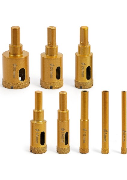 Elmas Delik Testere Seti, Kuru/ıslak Lehimleme Fayans Çekirdek Matkap Uçları Setleri, Lehimli Fayans Delik Testere Seti (6-30MM) 8 Parça (Yurt Dışından)
