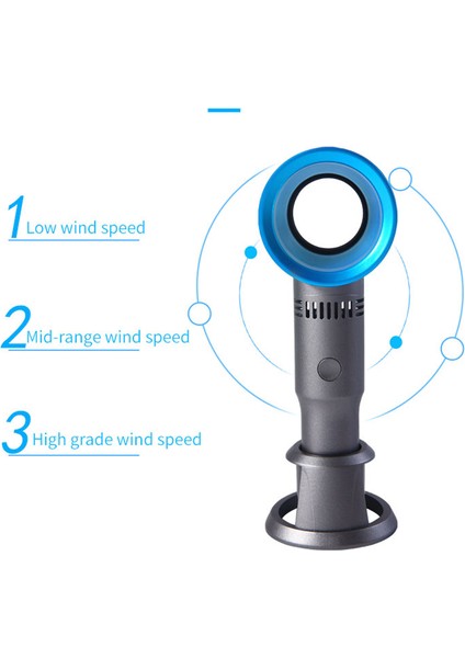 Bladeless Fan USB Şarj Edilebilir El Mini Soğutucu Taşınabilir Yapraksız Kullanışlı 3 Hız (Gri Gümüş) (Yurt Dışından) fırsatları