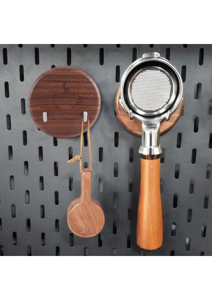 2x Espresso Portafilter Duvar Rafı Ceviz Duvara Monte Kancalar Kancalarla 51/54/58MM Portafilter Için Uygun (Yurt Dışından)