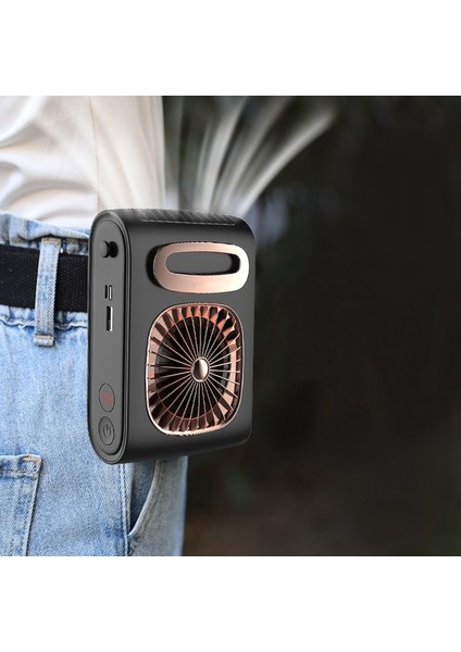 Boyun Fanı Eller Serbest Kişisel Bel 6000MAH Şarj Edilebilir Pil Asılı Kolye Klima Sarı (Yurt Dışından)