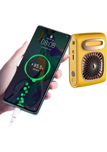 Boyun Fanı Eller Serbest Kişisel Bel 6000MAH Şarj Edilebilir Pil Asılı Kolye Klima Sarı (Yurt Dışından) modelleri