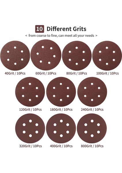 150MM Zımpara Diski, 6 Inç Cırtlı Zımpara Pedleri, Rastgele Orbital Zımpara Makinesi Için 200 Adet Zımpara Kağıdı Seti Çeşitli Taşlar (Yurt Dışından) modelleri