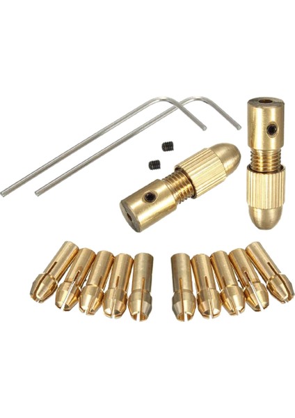 14 Küçük Elektrikli Matkap Chuck 0.5-3mm Elektrikli Değirmen Bakır Chuck Mikro Torklu Matkap Chuck Seti (Altıgen Anahtar) (Yurt Dışından)