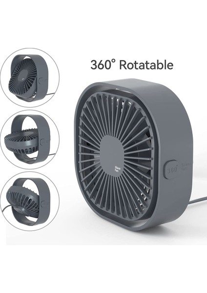 Küçük USB Masa Fanı, 3 Hızlı Taşınabilir Masa 360°DÖNEBILEN Kişisel Mini Soğutma Fanı Fişli Gri (Yurt Dışından) indirimleri