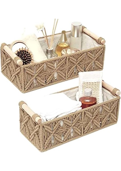 Tezgah Üstü Tuvalet Kağıdı Sepeti B Için Dokuma Dekoratif Sepet Düzenlemek Için Makrome Depolama Sepeti Boho Dekor Sepetleri (Yurt Dışından)