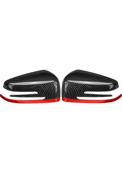 2x Araba Dikiz Yan Aynalar Kapak Kapağı ile Uyumlu - Ce Cla Gla Sınıfı W176 W117 Karbon + Kırmızı (Yurt Dışından)