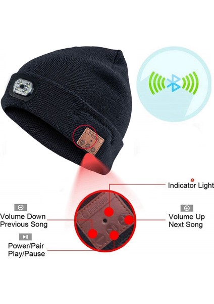 kürek Kar Sürme Kış Sıcak Bluetooth Başkanı Işık Lambası Şapka Bere LED Müzik Kap Hoparlörler ve Mikrofon Kulakiçi, D (Yurt Dışından)