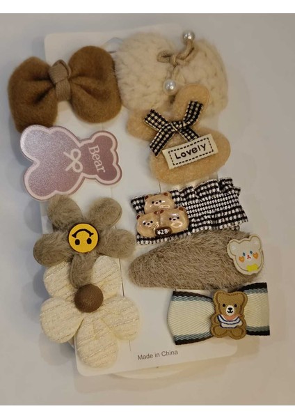Ayıcıklı Peluş Kız Çocuk Toka Seti