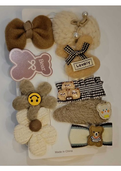 Ayıcıklı Peluş Kız Çocuk Toka Seti