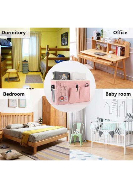 Başucu Saklama Cebi, Cep Telefonu Düzenlemek Için Başucu Asılı Saklama Çantası, Dergi, Gözlük, Pembe (Yurt Dışından) fiyatları