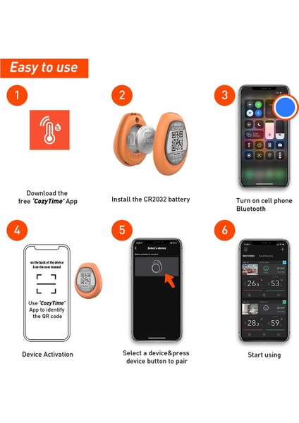 Akıllı Kapalı Bluetooth Mini Nem ve Sıcaklık Sensörü Puro Dolabı Sürüngen Için Kablosuz Higrometre(C) (Yurt Dışından) fiyatları