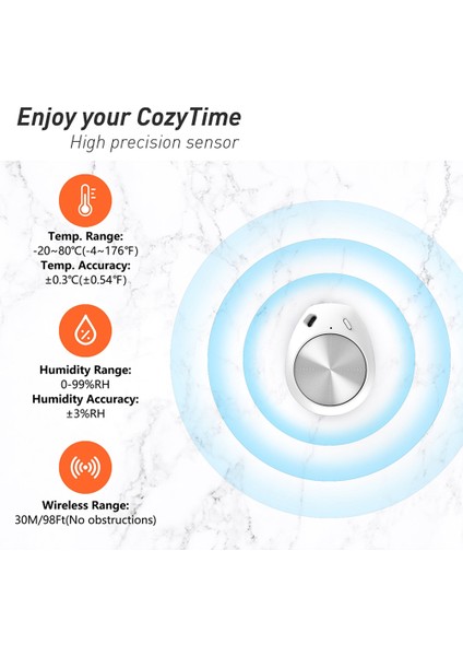 Akıllı Kapalı Bluetooth Mini Nem ve Sıcaklık Sensörü Puro Dolabı Sürüngen Için Kablosuz Higrometre(C) (Yurt Dışından) fırsatları