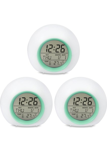 3x Çocuk Çalar Saat - Yatak Odaları Için 7 Renk Değiştirme, Basma Kontrolü ve Erteleme Işlevli Uyandırma Işığı Dijital Saat (Yurt Dışından) indirimleri