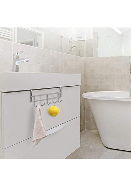 6x Kapı Üzeri 5 Kanca Ev Banyo Organizatör Raf Elbise Ceket Şapka Havlu Askısı Paslanmaz Çelik Iyi Yük Taşıyan (Yurt Dışından)