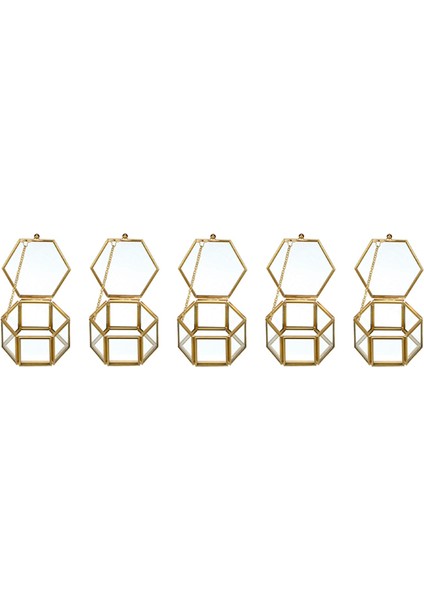 5x Cam Vintage Mücevher Kutusu Altın Geometrik Takı Ekran Organizatör Kutusu Ev Depolama Için Dekoratif Kutu (Küçük) (Yurt Dışından)