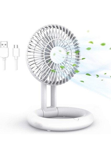 Kablosuz Fanlar Ayarlanabilir Masaüstü USB Şarj Edilebilir Masa Katlanabilir Ev Için Taşınabilir Kişisel Fan Beyaz (Yurt Dışından)