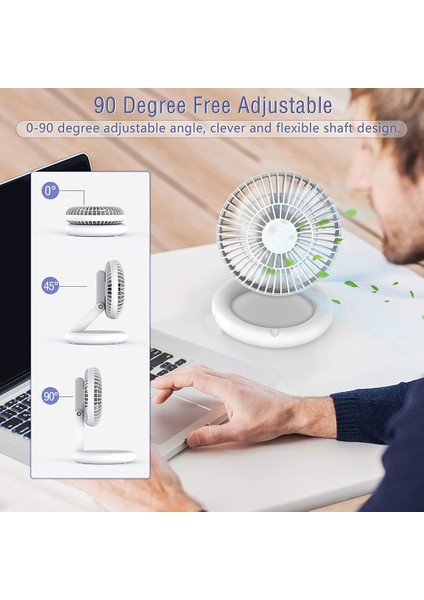 Kablosuz Fanlar Ayarlanabilir Masaüstü USB Şarj Edilebilir Masa Katlanabilir Ev Için Taşınabilir Kişisel Fan Beyaz (Yurt Dışından)