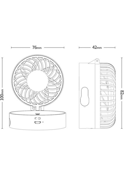 Taşınabilir Yaz Mini El Katlanır Fan USB Şarj Edilebilir Klima Nemlendirici Renkli LED Beyaz (Yurt Dışından)