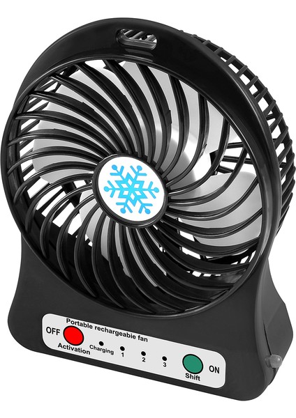 Taşınabilir Şarj Edilebilir Mini Fan Hava Soğutucu Masası USB Soğutma El Fanları Siyah (Yurt Dışından)