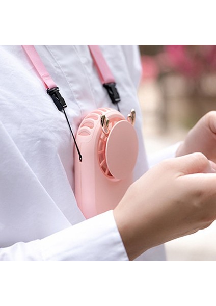 Mini Boynuzları Taşınabilir Cep Fanı Serin Hava El Seyahat Soğutucu Soğutma Fanları Güç Pembe A (Yurt Dışından) indirimleri