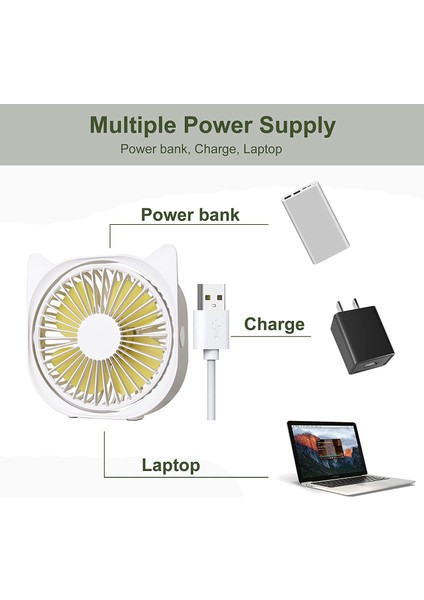 USB Masa Fanı, Ev ve Ofis Masası Için Taşınabilir Mini Fan 3 Hız 360° Dönüş (Yurt Dışından)