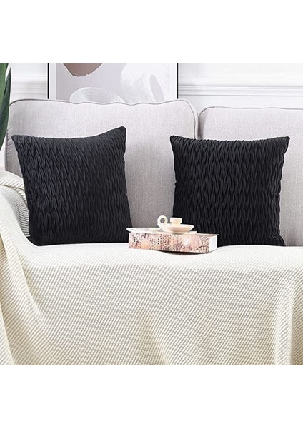 Adet Süper Yumuşak Kadife Dekoratif Kırlent Kapakları 18X18 Inç Doku Yastık Kılıfı Yastık Kabuk Için Kanepe-A (Yurt Dışından)