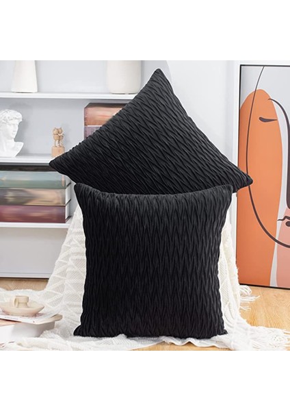 Adet Süper Yumuşak Kadife Dekoratif Kırlent Kapakları 18X18 Inç Doku Yastık Kılıfı Yastık Kabuk Için Kanepe-A (Yurt Dışından)
