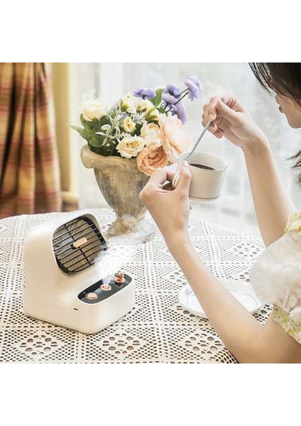 Taşınabilir Retro Fan USB Hava Soğutma Mini Klima Nemlendirici Masaüstü Soğutucu Ev-Yeşil Için (Yurt Dışından)