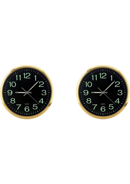 2x 12 Inç Yuvarlak Büyük Aydınlık Duvar Saati Karanlıkta Parlayan Geçmeyen Iç Mekan Dekoru -Altın (Yurt Dışından)