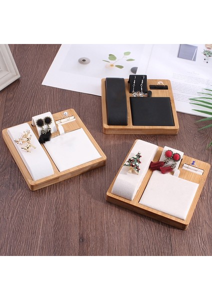 Bambu ve Ahşap Yaratıcı Takı Ekran Seti Altın Takı Seti Ekran Standı Pencere Sayacı Ekran Dekorasyon Gri (Yurt Dışından) modelleri