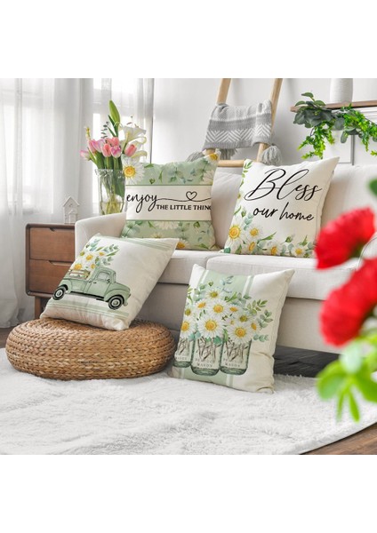 Bahar Yastık Kapakları 18X18 4 Set Çiftlik Evi Atmak Yastıklar Ev Bahar Süslemeleri Kanepe Için Yastık Kılıfı (Yurt Dışından)