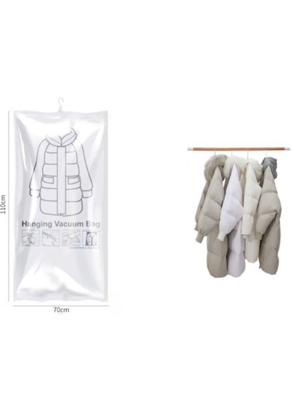 Adet Asılı Vakumlu Saklama Torbaları Giysi Için Vakum Alanı Koruyucu Çantalar Askı Kancası ile (Yurt Dışından)
