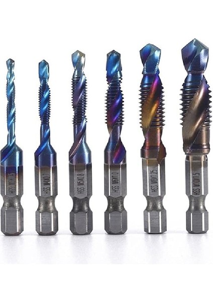 6 Adet Uç Seti Hss Kombinasyon Matkap Ucu Altıgen Saplı Matkap Bileşik Musluk Yumuşak Metal Alüminyum Plaka ile Uyumlu (Yurt Dışından)