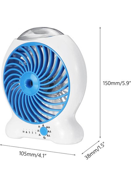 Taşınabilir Mini USB Fan Soğutucu Ev Şarj Edilebilir Su Sisi Soğutma Masaüstü Bilgisayarlar Klima Nemlendirici Mavi (Yurt Dışından)