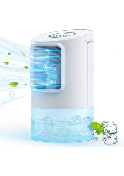 Taşınabilir Klima Fanı, Evaporatif Soğutucu, Küçük Klima, 3 Hız, 7 Renkli LED Gece Lambası (Yurt Dışından)