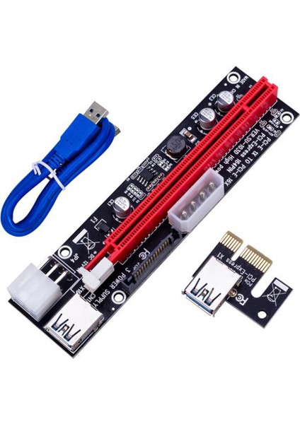 6 Adet VER103D 3ın1 Güç Pcı-E Yükseltici Kart LED 4pin 6pin Sata 15PIN Pcıe 1x Ila 16X 60CM Uzatma Kablosu ile Uyumlu (Yurt Dışından)