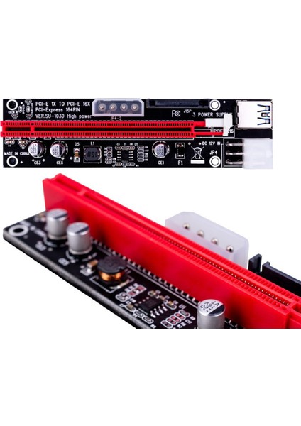 6 Adet VER103D 3ın1 Güç Pcı-E Yükseltici Kart LED 4pin 6pin Sata 15PIN Pcıe 1x Ila 16X 60CM Uzatma Kablosu ile Uyumlu (Yurt Dışından)