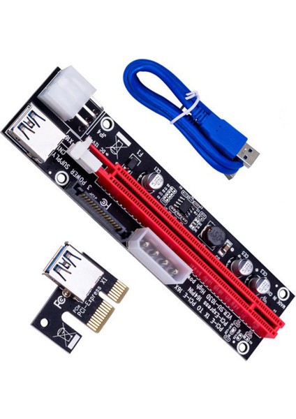 6 Adet VER103D 3ın1 Güç Pcı-E Yükseltici Kart LED 4pin 6pin Sata 15PIN Pcıe 1x Ila 16X 60CM Uzatma Kablosu ile Uyumlu (Yurt Dışından)
