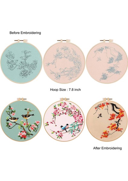 Yeni Başlayanlar Için 3 Paket Nakış Başlangıç Seti, Yetişkinler Için Çapraz Dikiş Setleri Kuş Desenli 3 Nakış Kumaşı Içerir (Yurt Dışından) indirimleri