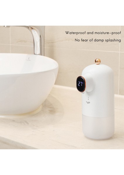 300ML Otomatik Sabunluk El Ücretsiz Temassız Banyo Dağıtıcı Akıllı Sensör Mutfak Tuvalet Beyaz (Yurt Dışından)