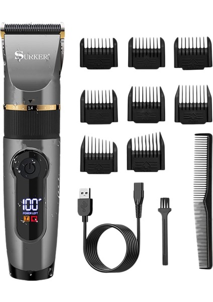 Surker Elektrikli Saç Kesme Makinesi Seramik Profesyonel Ince Ayarlanabilir Saç Düzeltici Düşük Gürültü Saç Kesme Makinesi Jilet (Yurt Dışından)